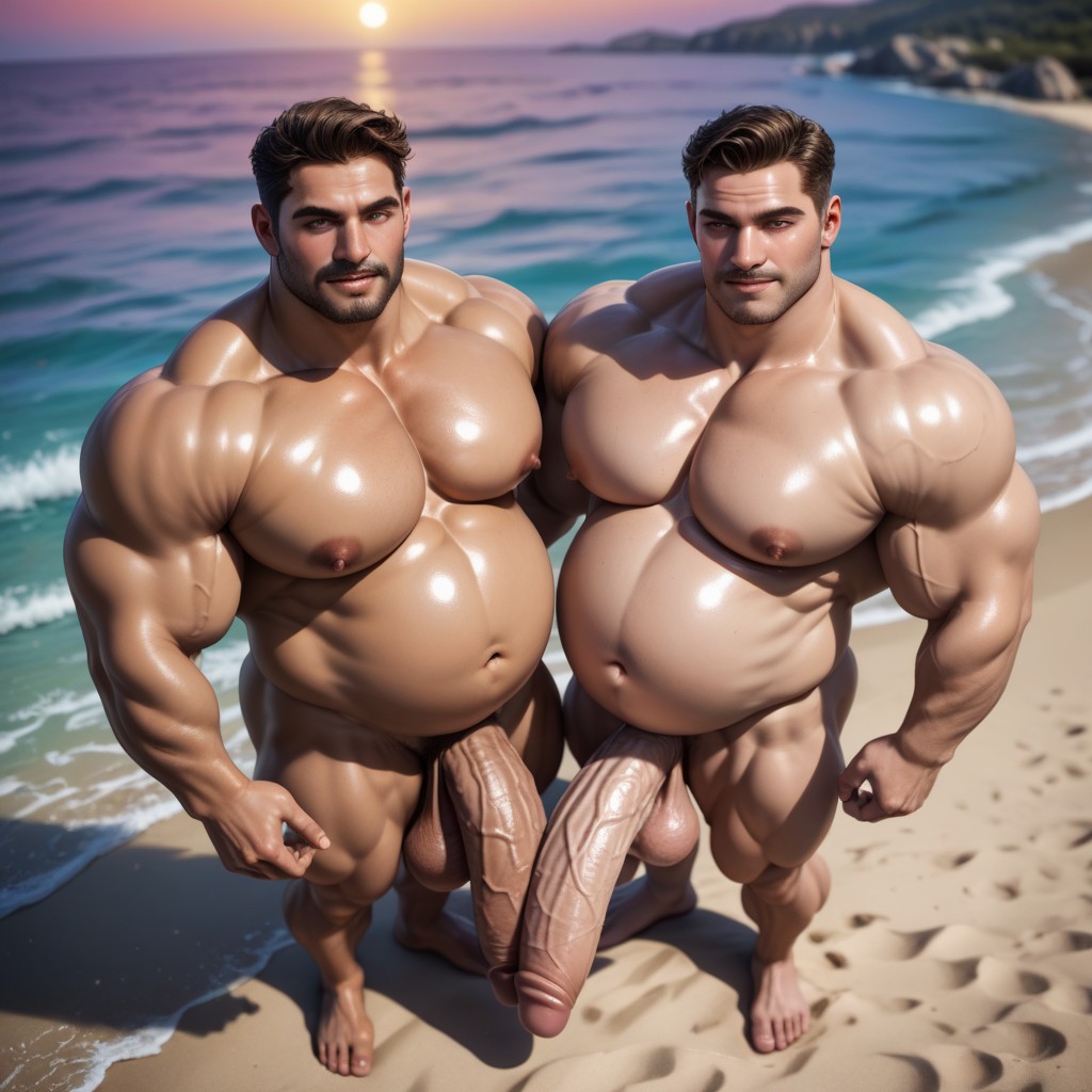 Hyper Cock, Oiled Skin, Erect Penis AI Gay Porn