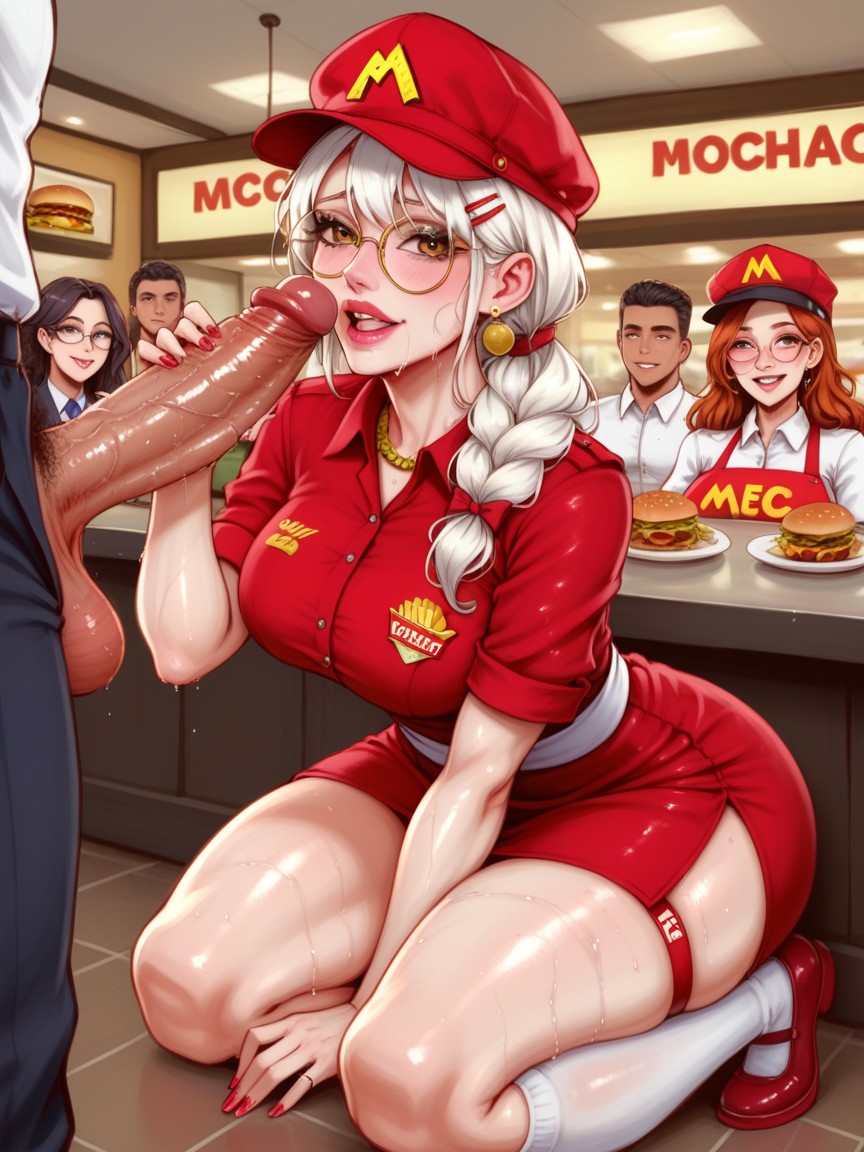 Round Glasses, Hyper Flaccid Cock, Award Winning Photo Hentai AI Porn