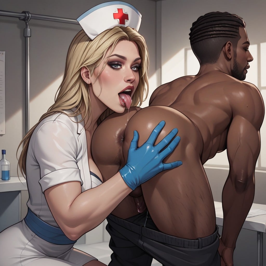 Close Up, Female Rimming African Male, 18+ Hentai AI Porn