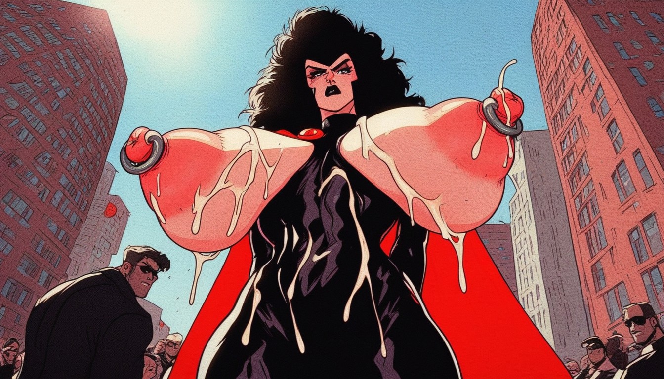 Superhero Outfit, Swollen Nipples, Enlarged Nipples AI Porn