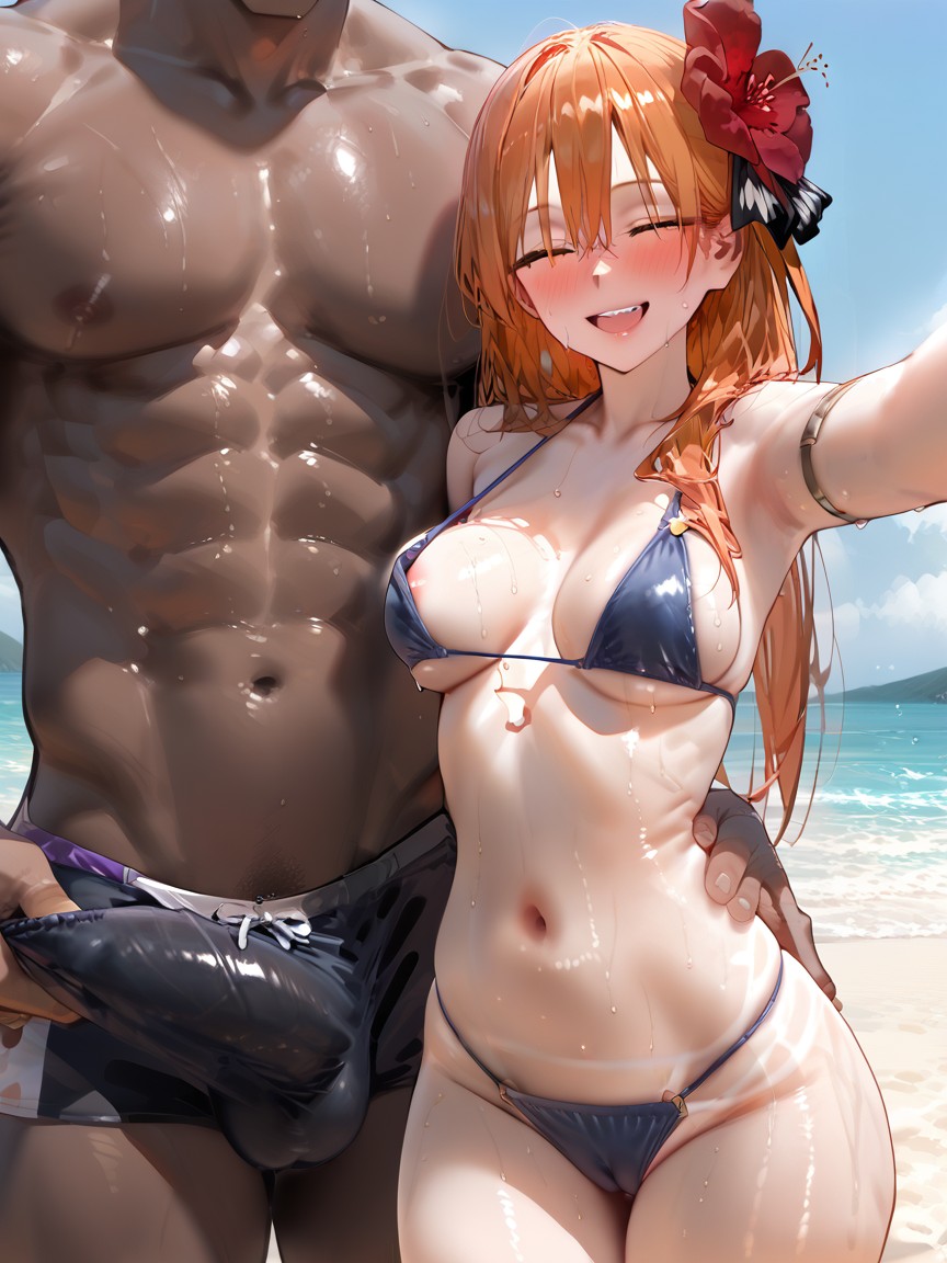 Half Nipple Slip, Side View, Full Body Hentai AI Porn