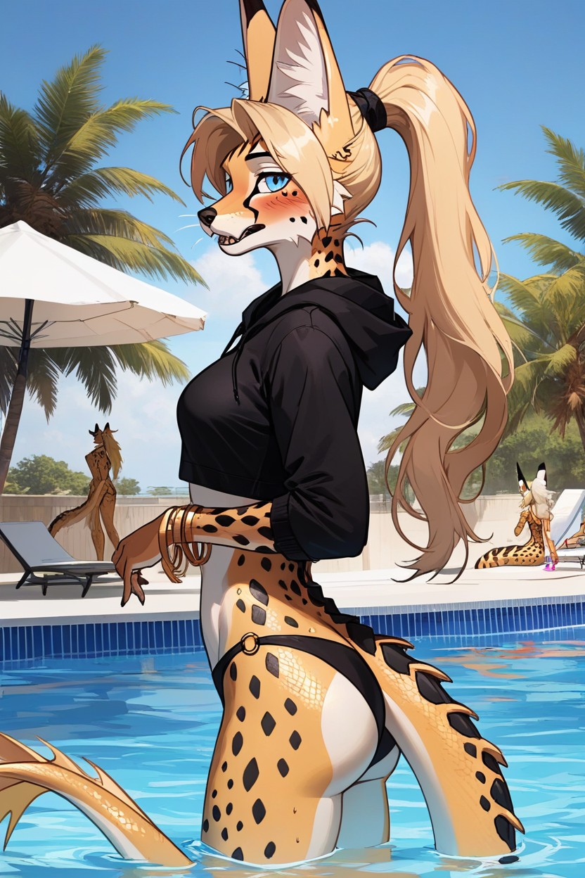 Looking At Viewer, Long Hair, Wasp Waist Furry AI Porn