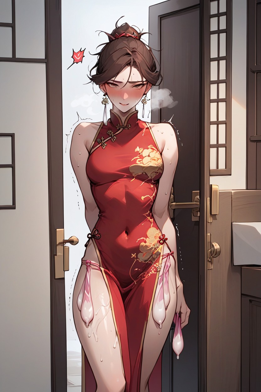 Messy Hair, Trembling, Brown Eyes Hentai AI Porn