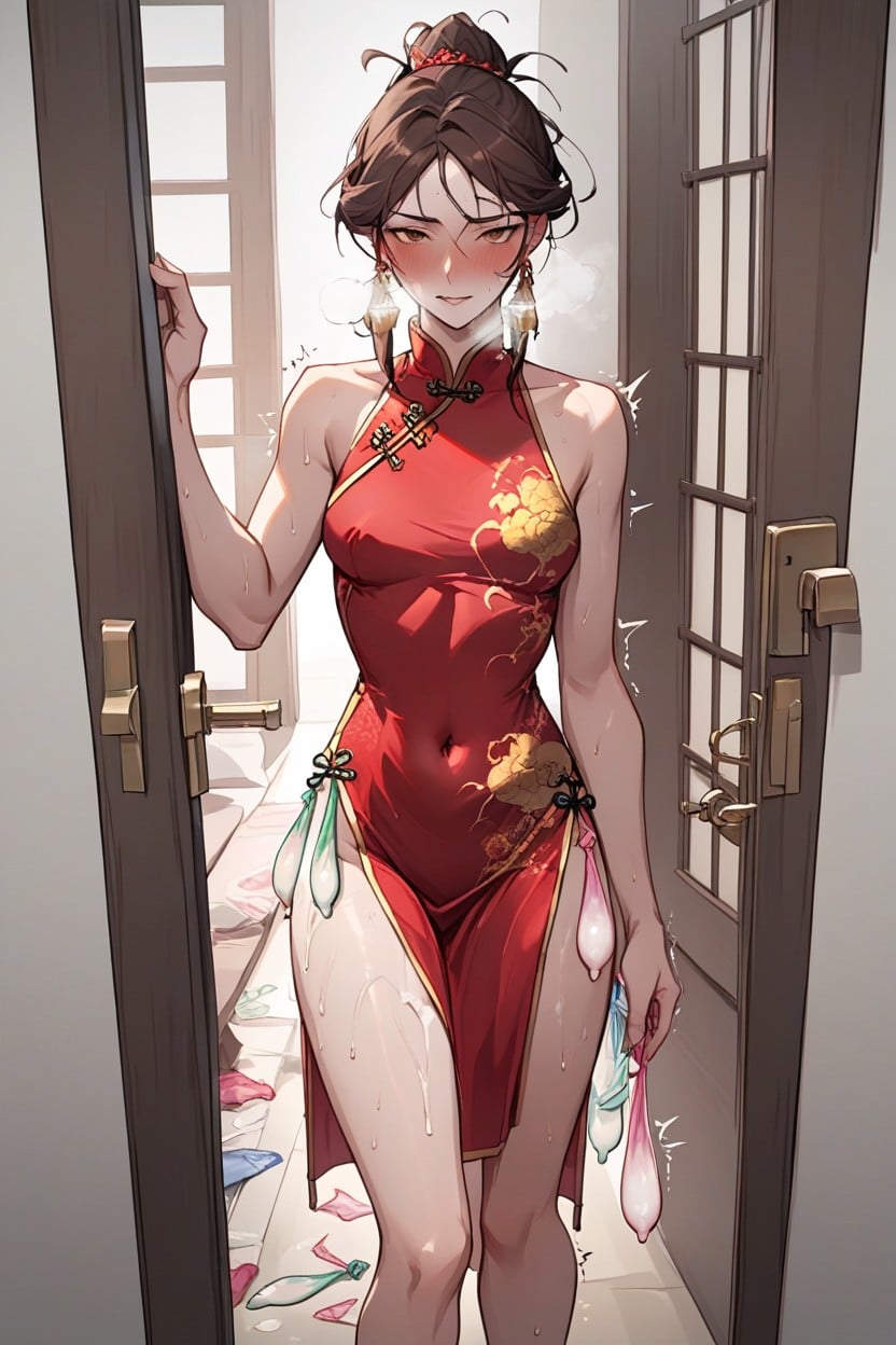 Heavy Breathing, Half-updo Hairstyle, Tierna Hentai IA