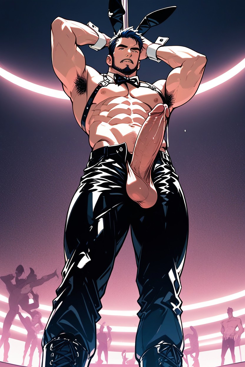 Hot Male Model, Multicolor Neon Lights, Luxury Strip Club AI Gay Porn
