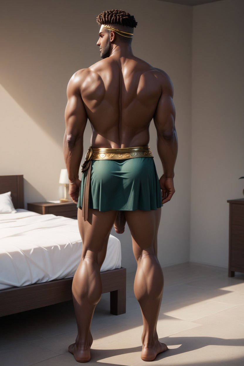 With A Thick Uncut Dick With Flaccid Cock, Bottom Up (upskirt), Rear View AI Gay Porn