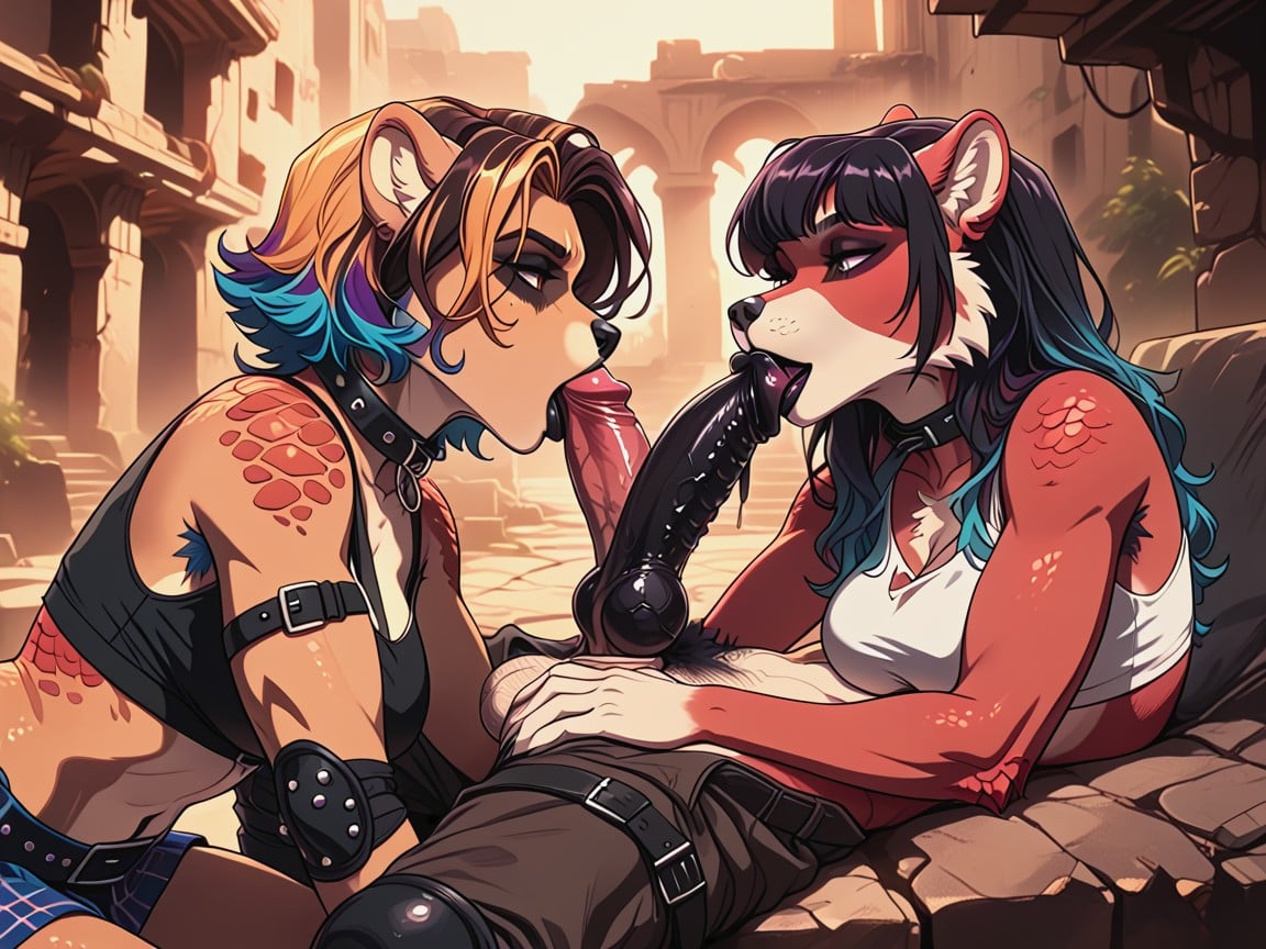 Dragon Scales, Crop Top, Black Tongue Furry AI Porn