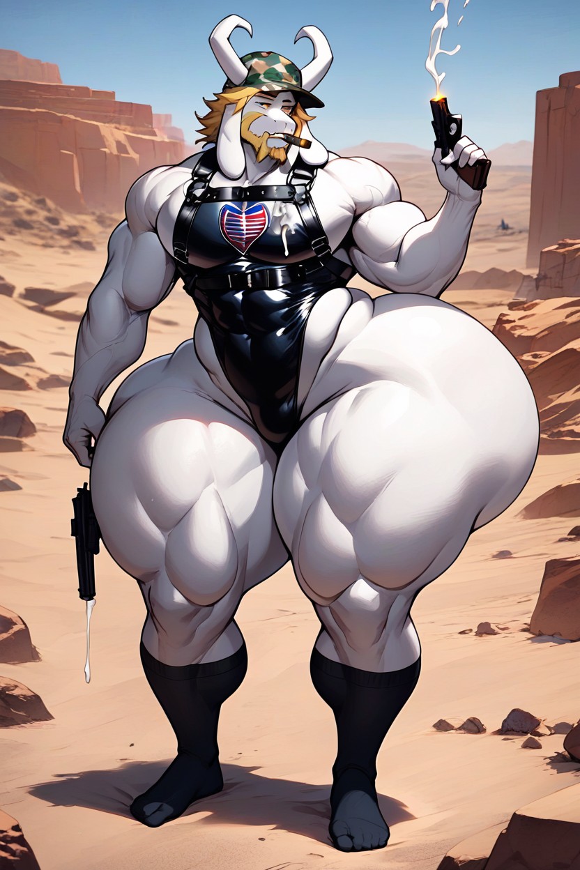 Pistol On Hand, Thick Thighs, Skinny AI Gay Porn