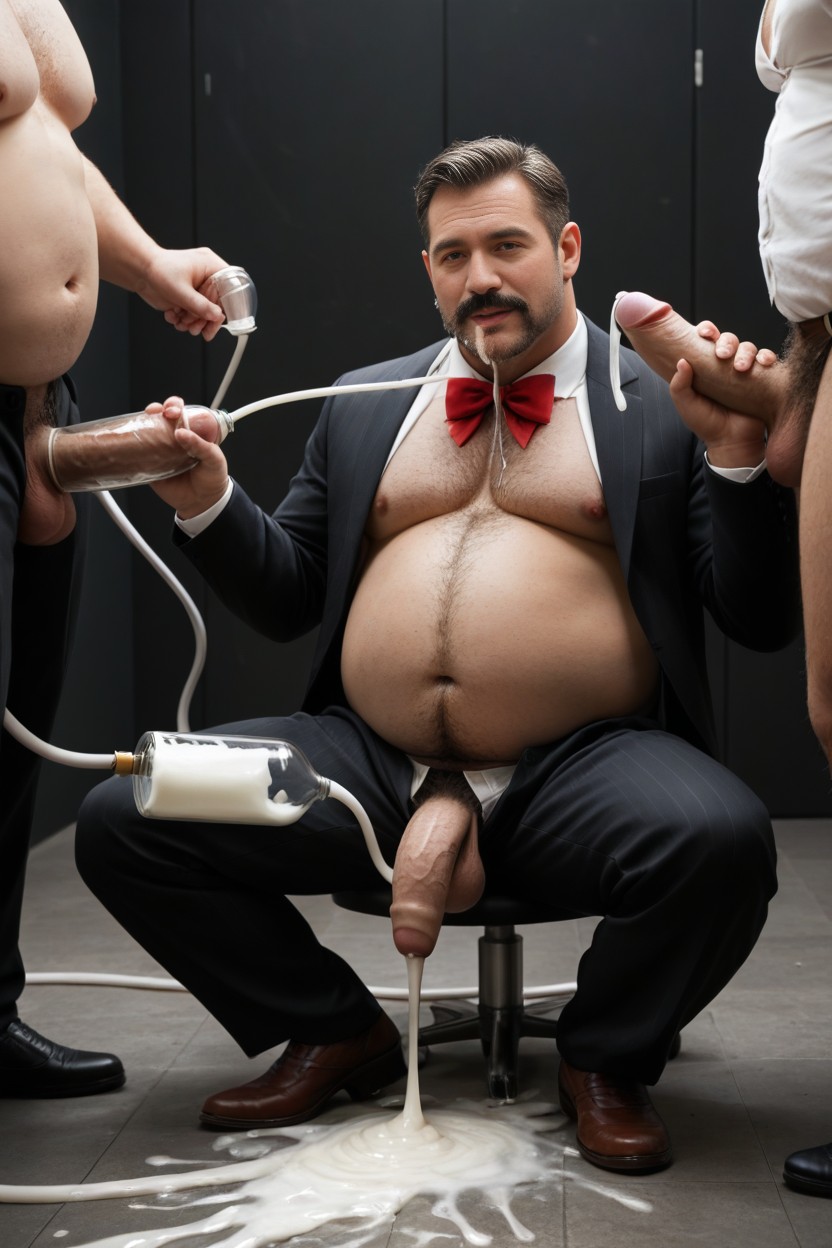 18+, Laying On Floor With Legs In The Air, Thick Mustache AI Gay Porn
