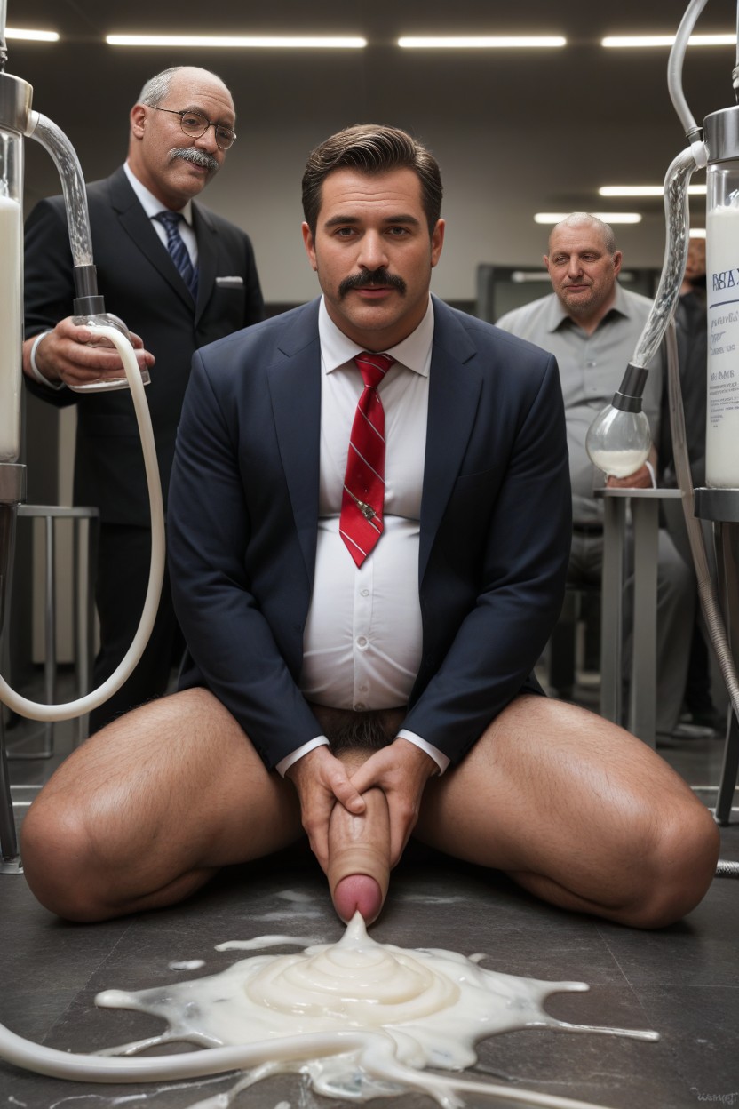 Cum Collection From Machine, Fat Old Man, Hyper Cum Cum Drool AI Gay Porn