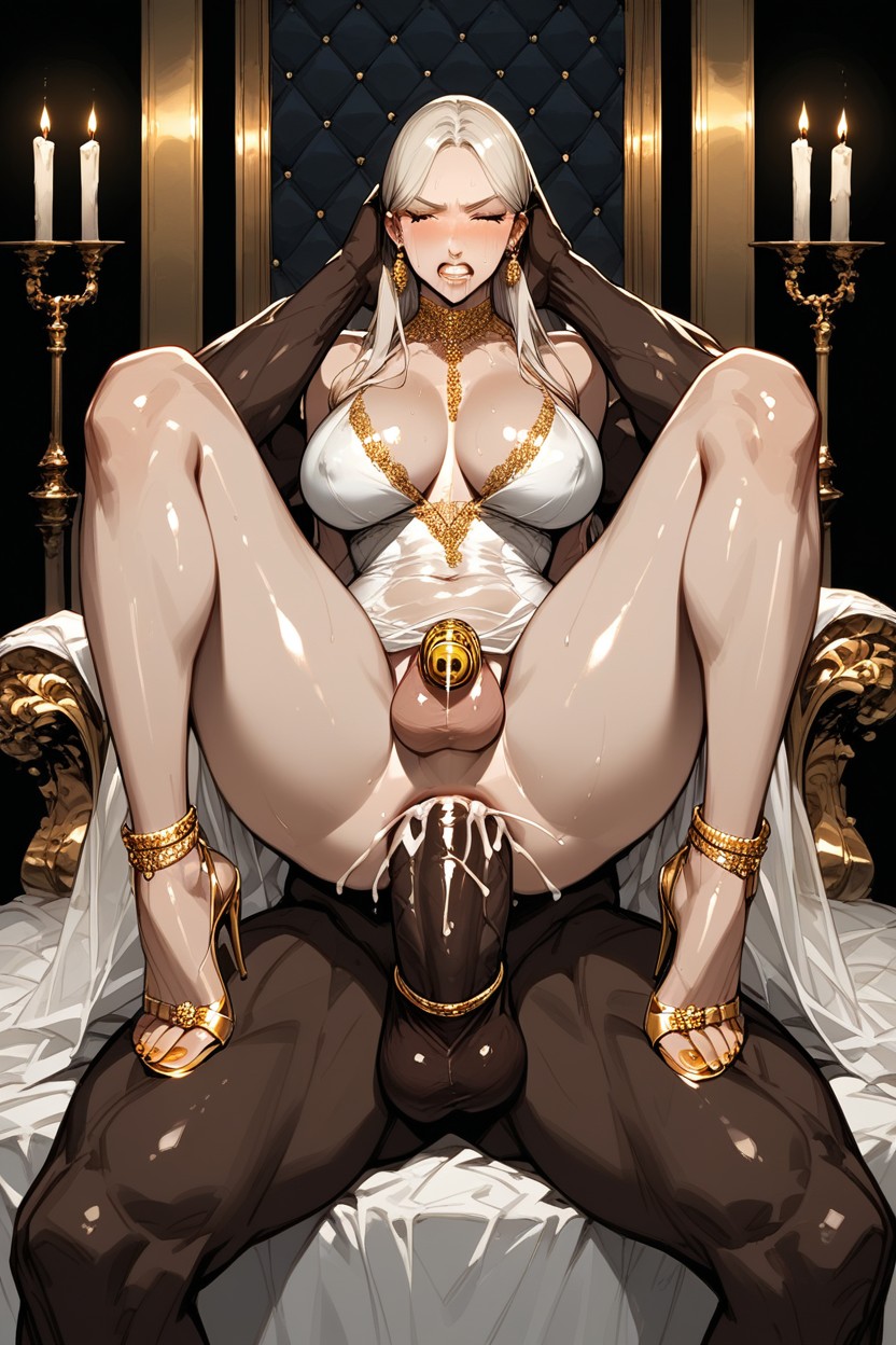 Excessive Cum, Gold Heels, Penis Bigger Than Body Hentai AI Porn