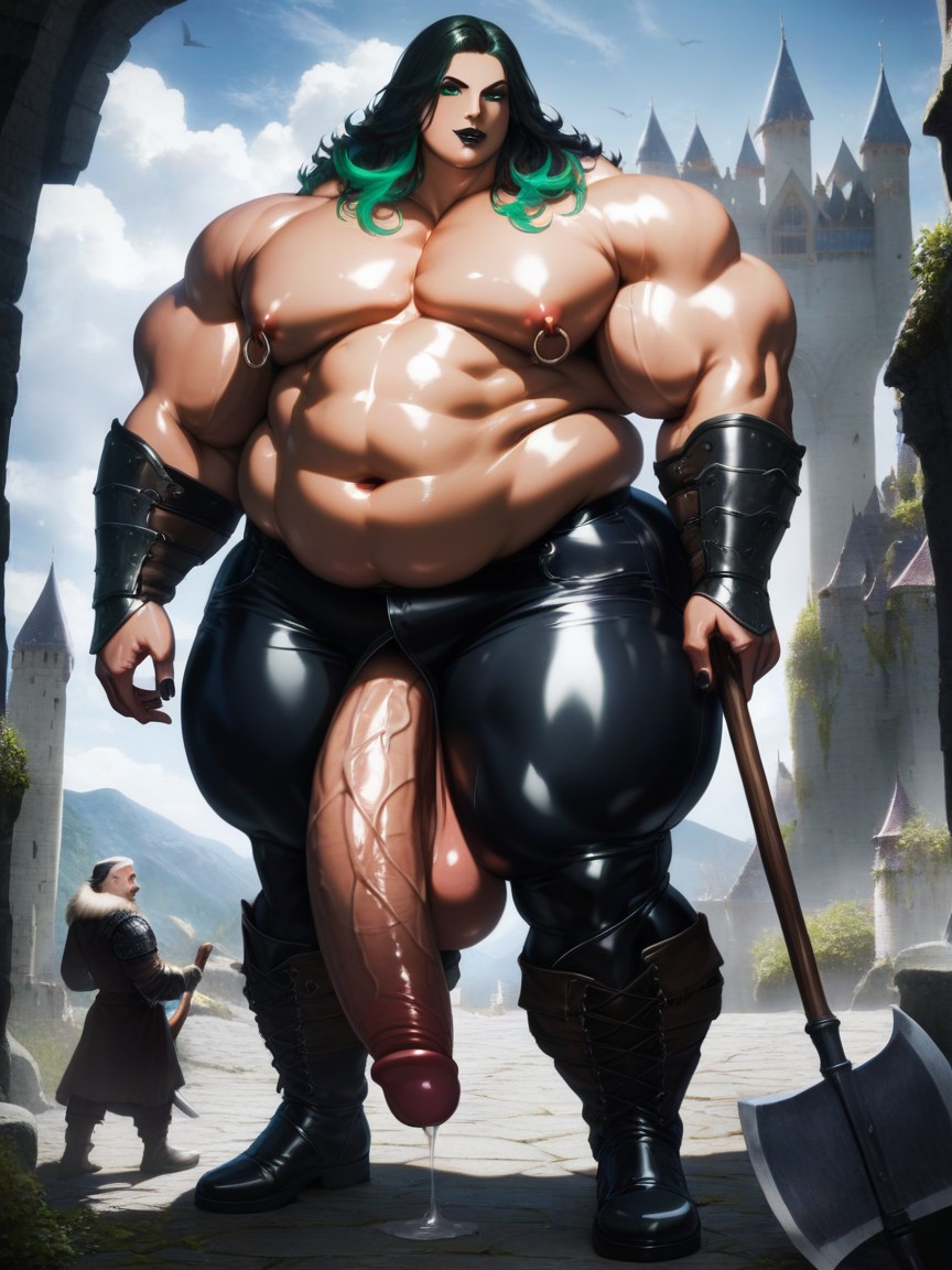 Morbidly Obese, Shaved Face, Mountains AI Gay Porn