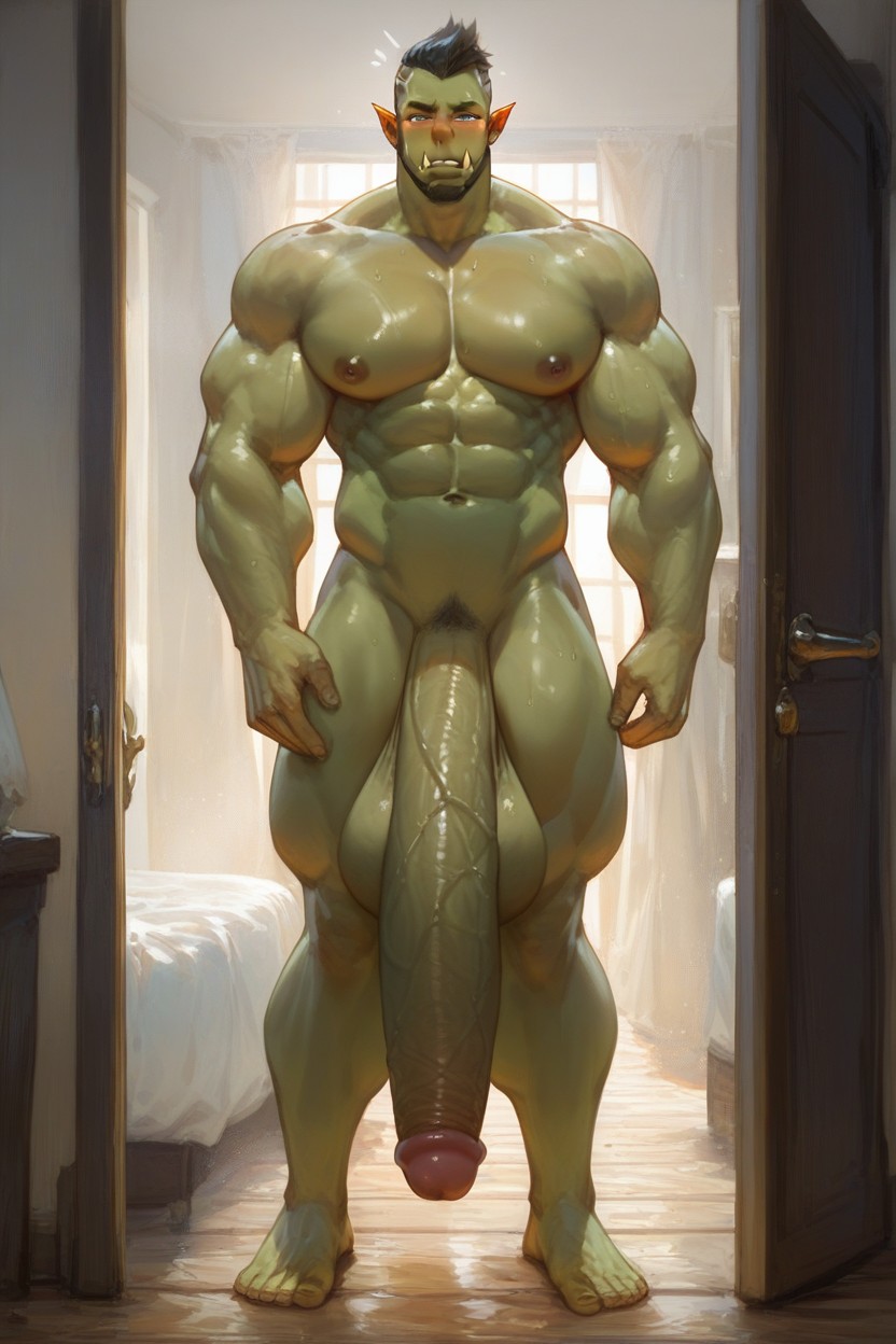 Orc Is Shy, Thick Cock, Wide Orc Hentai AI Porn