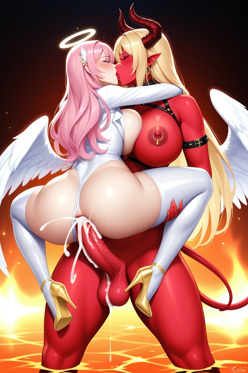 Futa Demon With Orange Eyes, Anal Sex, Exposed Breast Shemale AI Porn