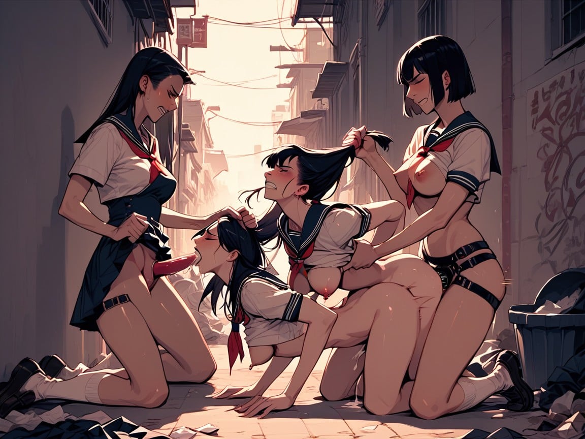 Roll Up Skirt, 咬紧牙齿, 生氣 AI黃漫