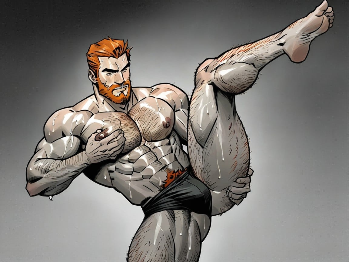 Ass Groped, Full Beard, Muscular AI Gay Porn