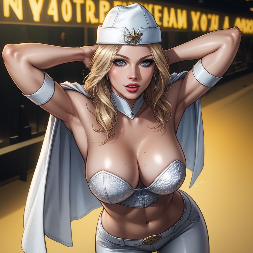 Cleavage, Oiled Skin, Single View Hentai AI Porn