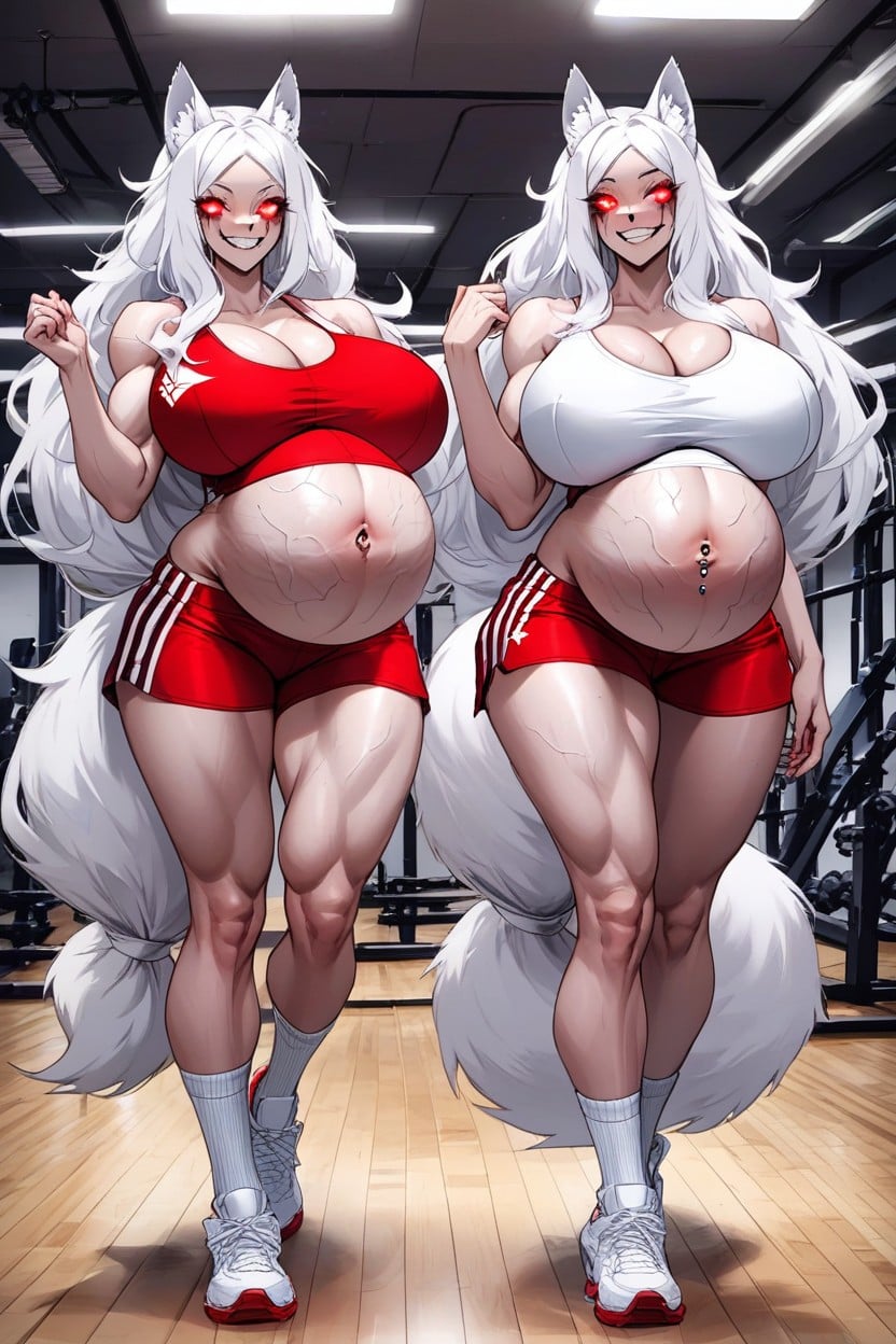 Underboob, Muscular Hands, Very Blushed Furry AI Porn