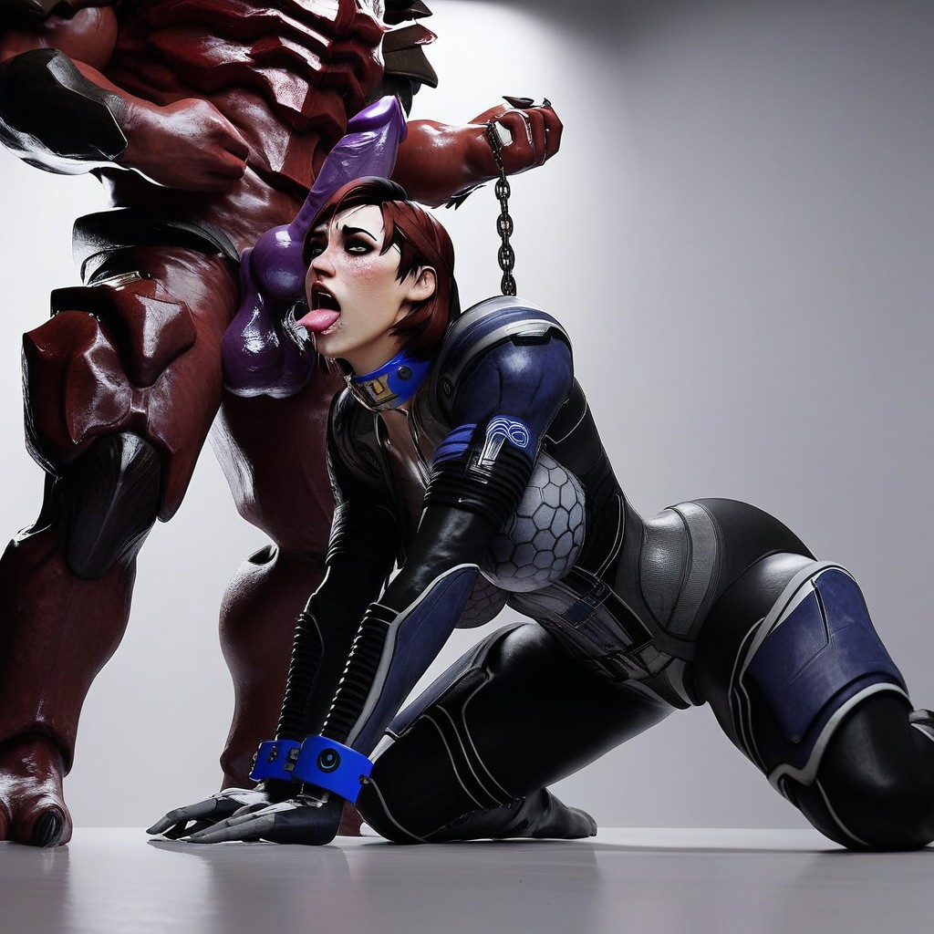 Female Human From Mass Effect Video Game, Head On Floor, Bust Shot Hentai AI Porn