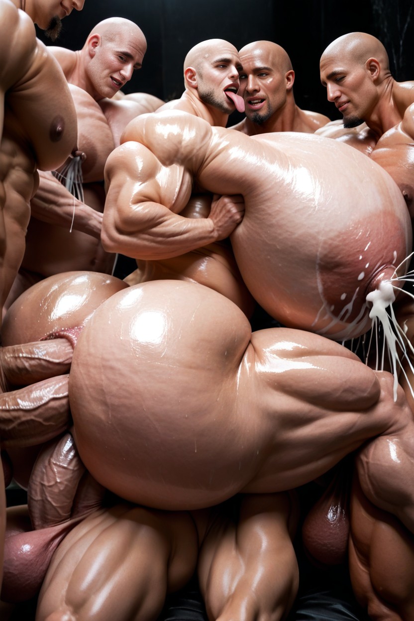 Hyper Bulky, Bottom Up, Sweaty AI Porn