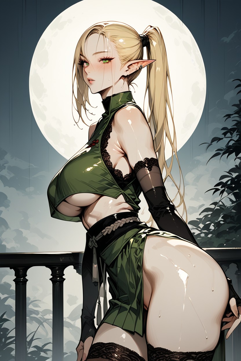Elf Ears, Seductive, Detailed Pussy Hentai AI Porn