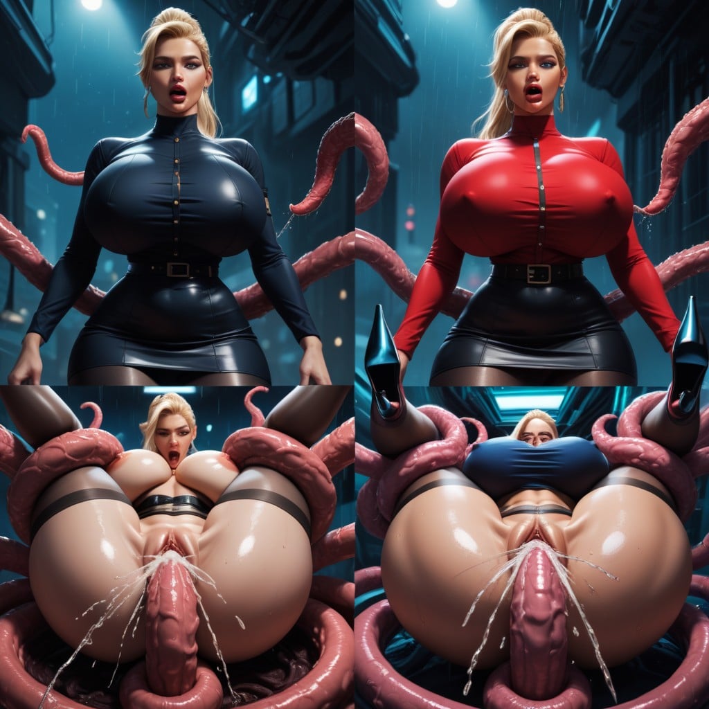 Cyberpunk City, Fucked By Tentacle Monster, Missionary AI Porn
