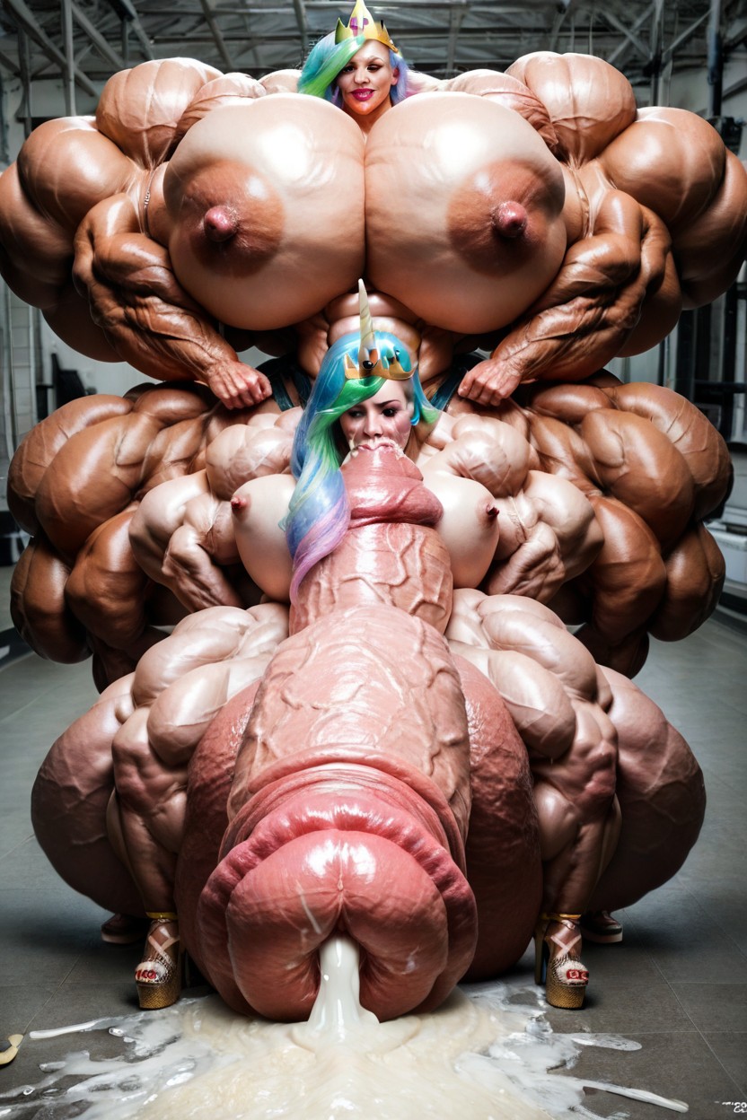 Puddle Of Cum Hyper Growed Muscles, 18+, Large Breast Shemale AI Porn