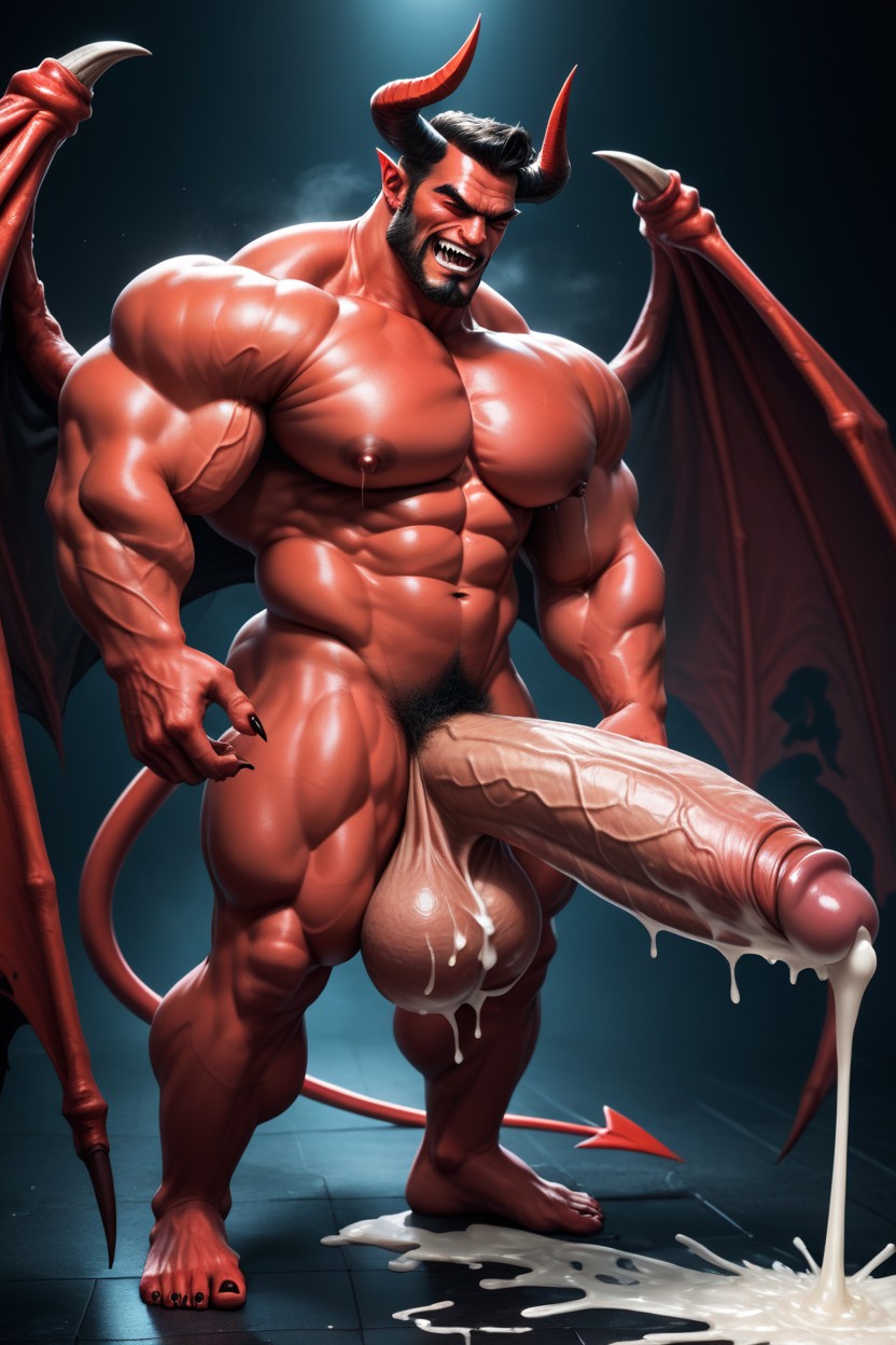 Erect Cock, Humongous Balls, Red Skin AI Gay Porn