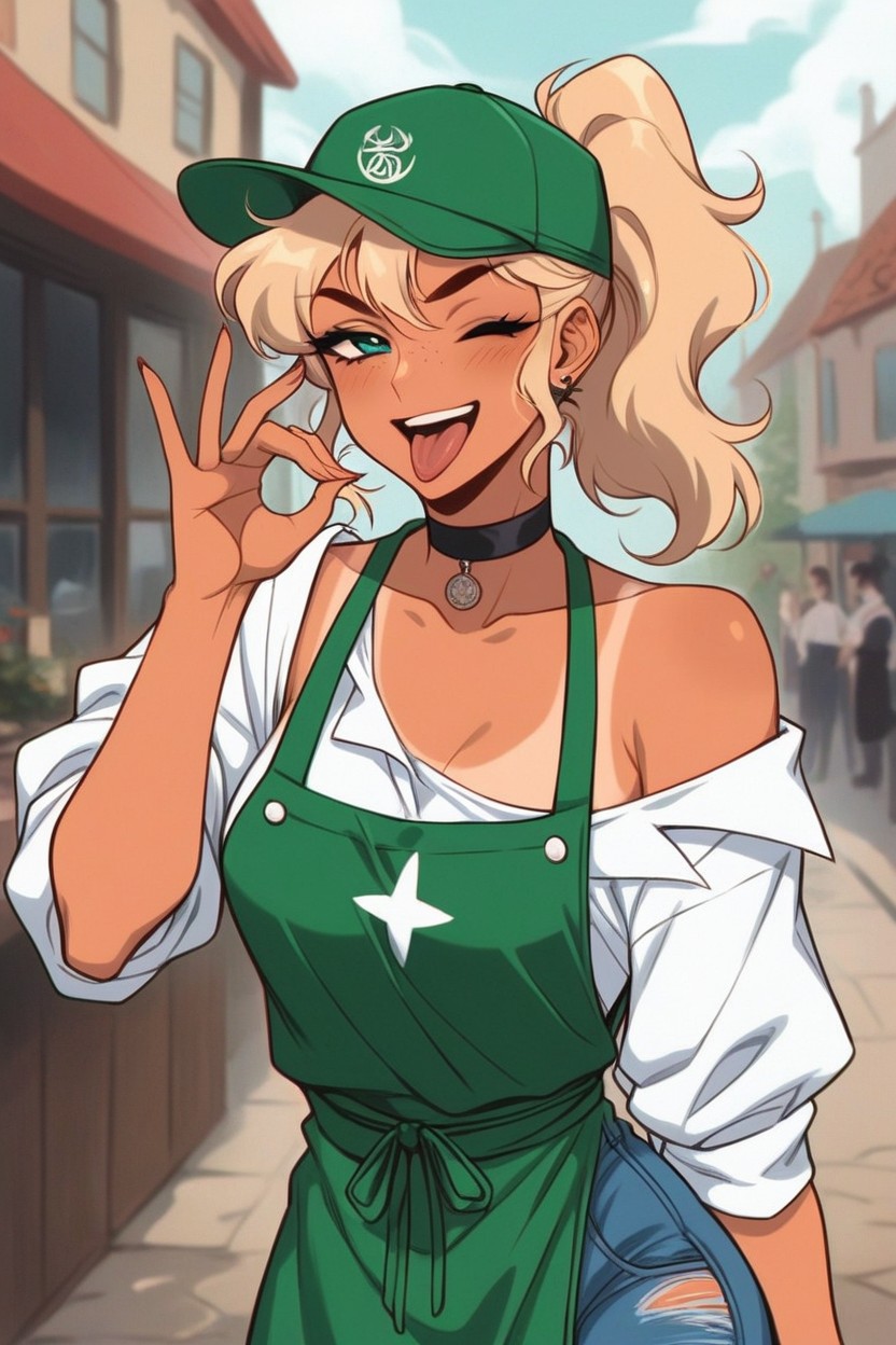 Holding A Cigarette, Blowjob Gesture, Smug Expression Hentai AI Porn