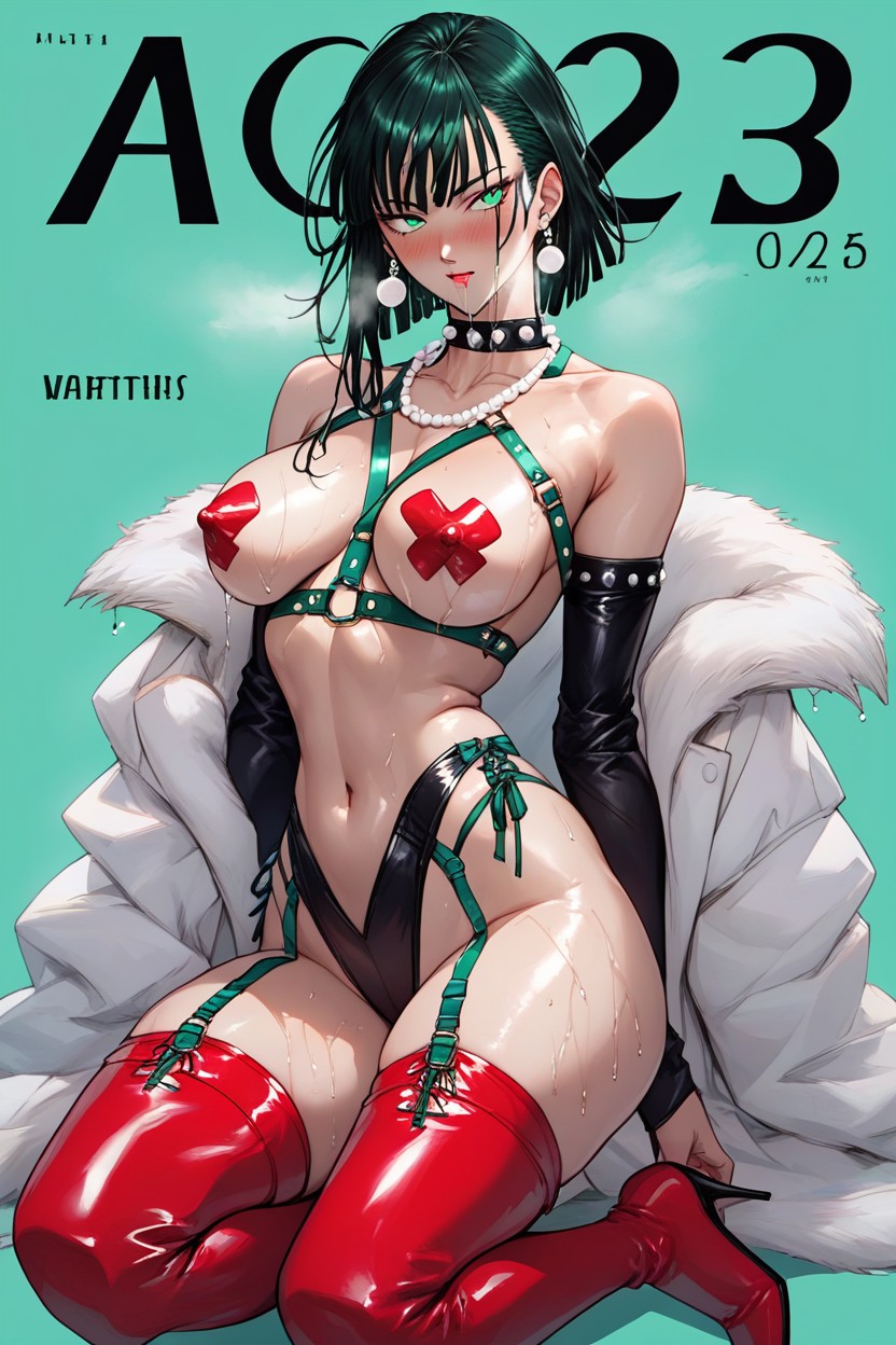 Fubuki From One Punch Man, Sexy Cross Pasties, Nipple Outline Hentai AI Porn