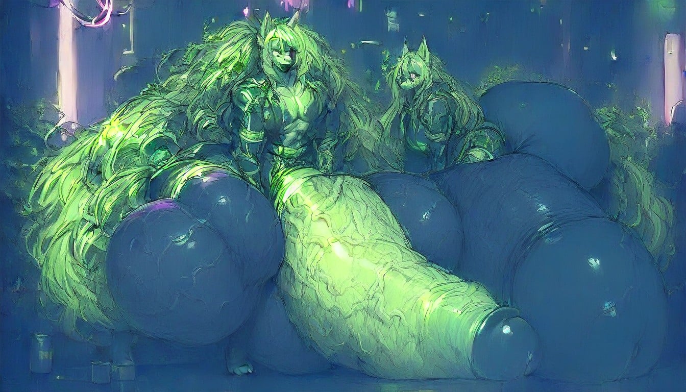 18+, Neon Lights Lighting, Breast Expansion Furry AI Porn