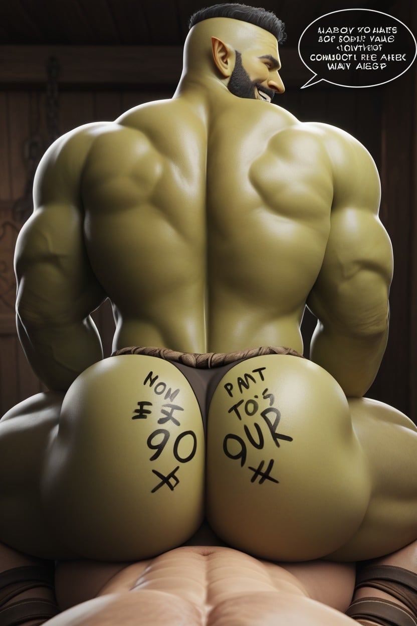 Rear View, Bottom Is Powerful, Human Dick Is Prey For Bottoms Hole AI Gay Porn