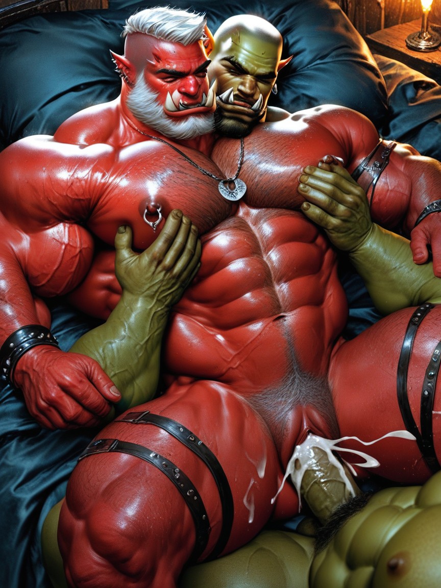 Thick Body, Leather Body Strap, Man ゲイAIポルノ