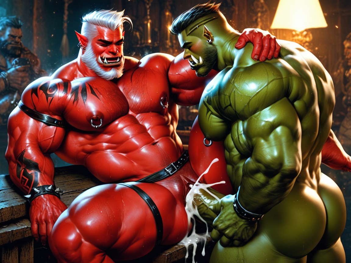 Hyper Muscle, Big Ass, Red Skin AI Gay Porn