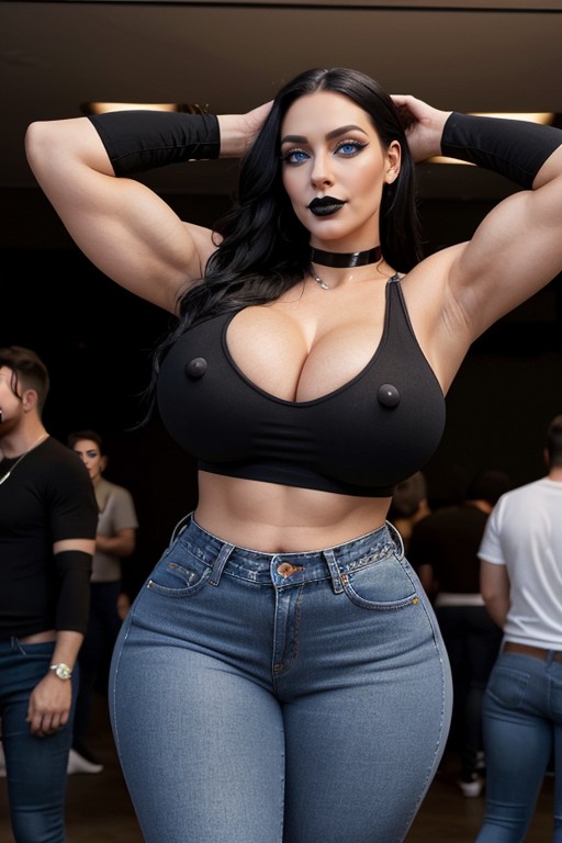 Steroid Hourglass Figure, Horny, Rock Concert AI Porn