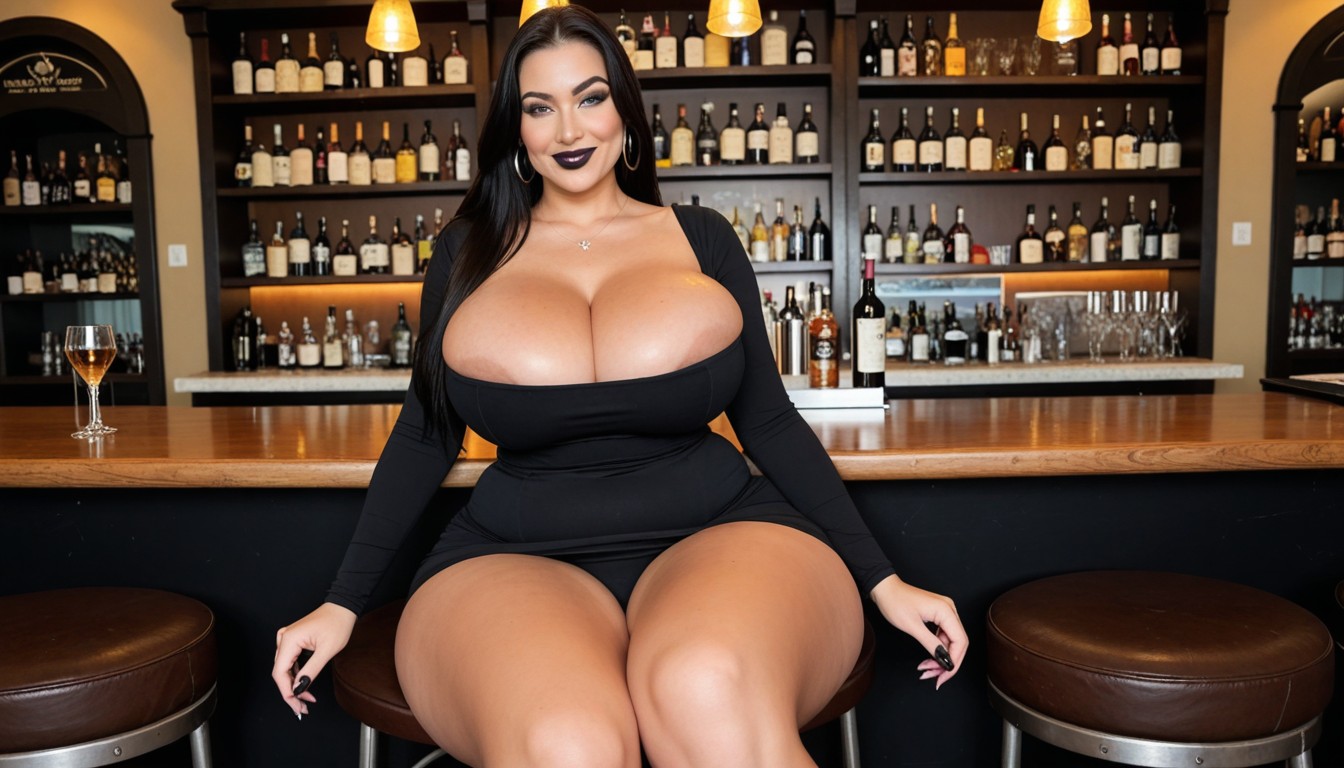 Bar, Breasts Pressed, Plump Cheeks AI Porn