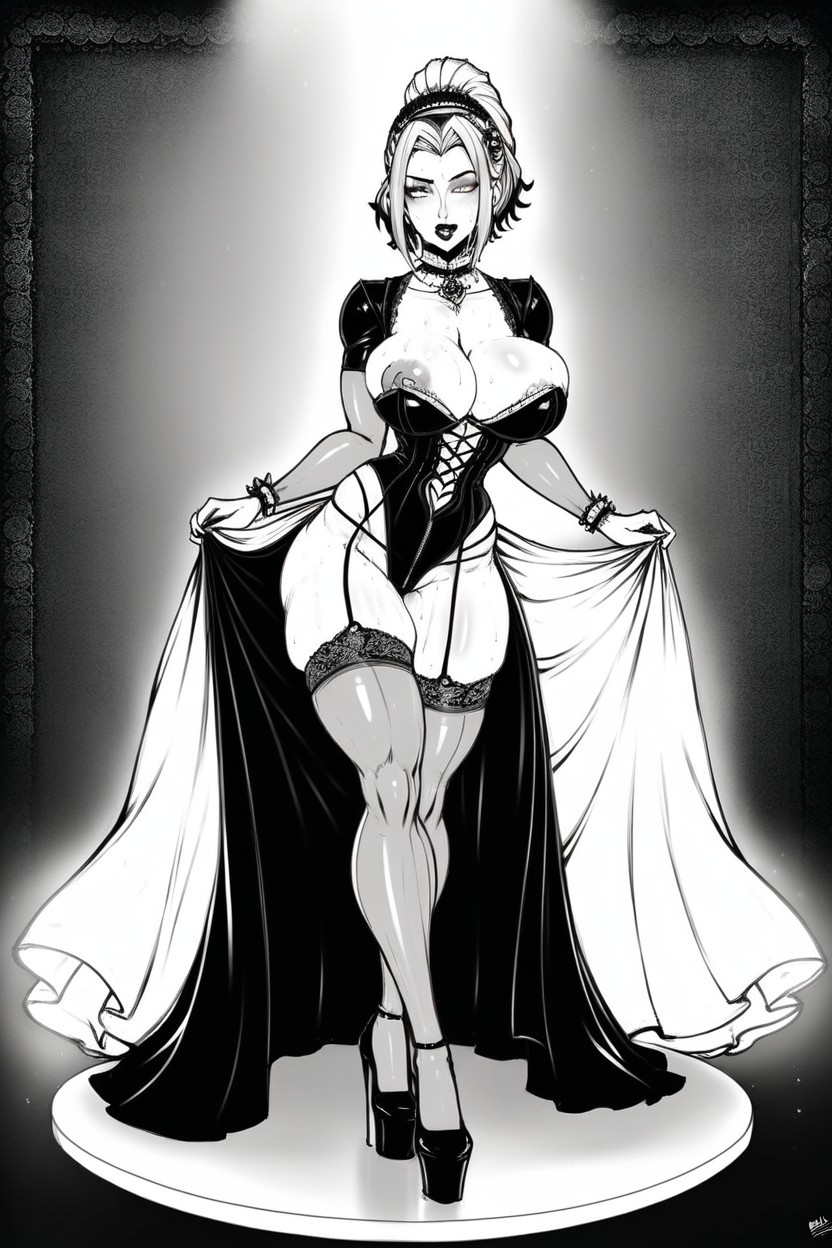 Confident Expression, Waist, Detailed Background Porno IA