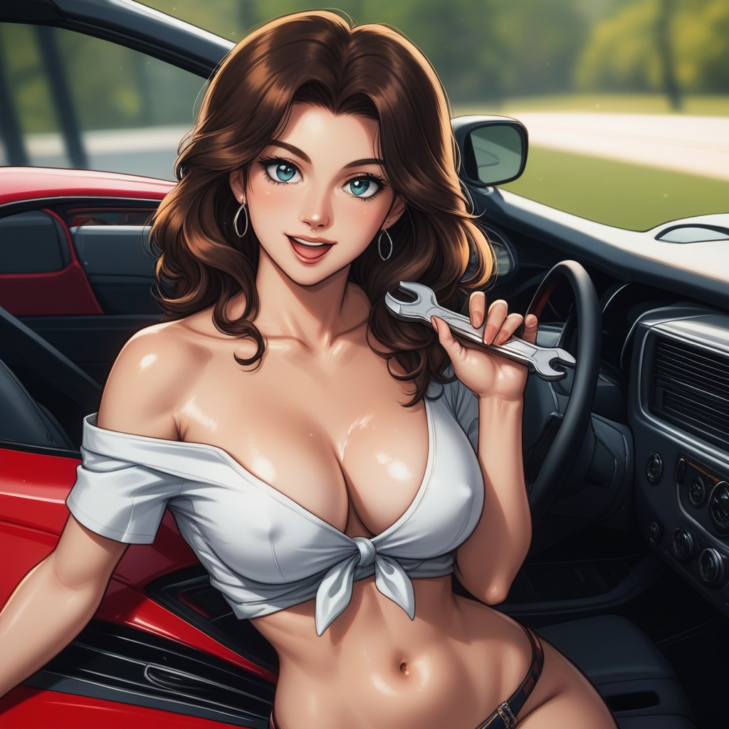 Smiling, Midday, Pin Up Pose Hentai AI Porn