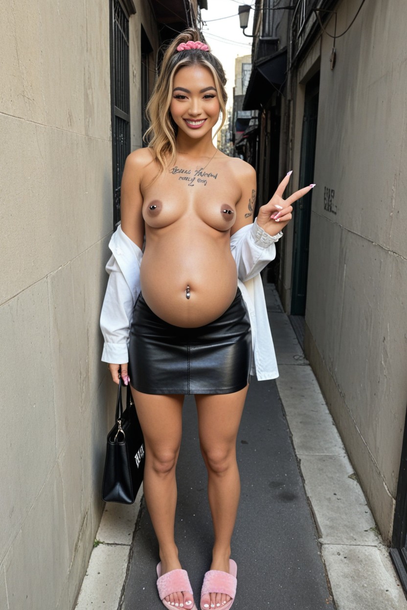 Black Eyeliner, Pregnant, Tongue Out AI Porn