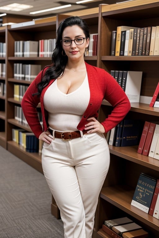 Very Wide Hips, Big Legs, Tight Office Pants AI Porn