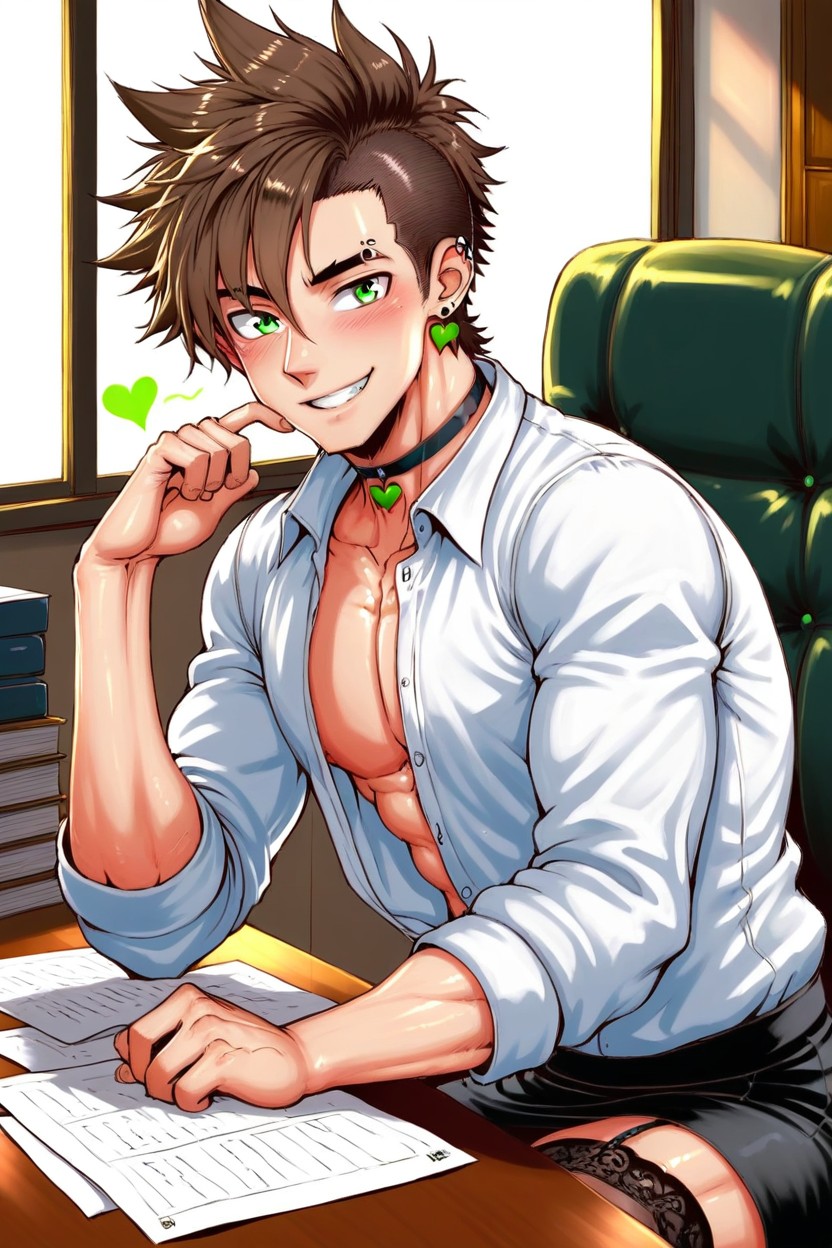 U, Green Eyes, Hair ゲイAIポルノ