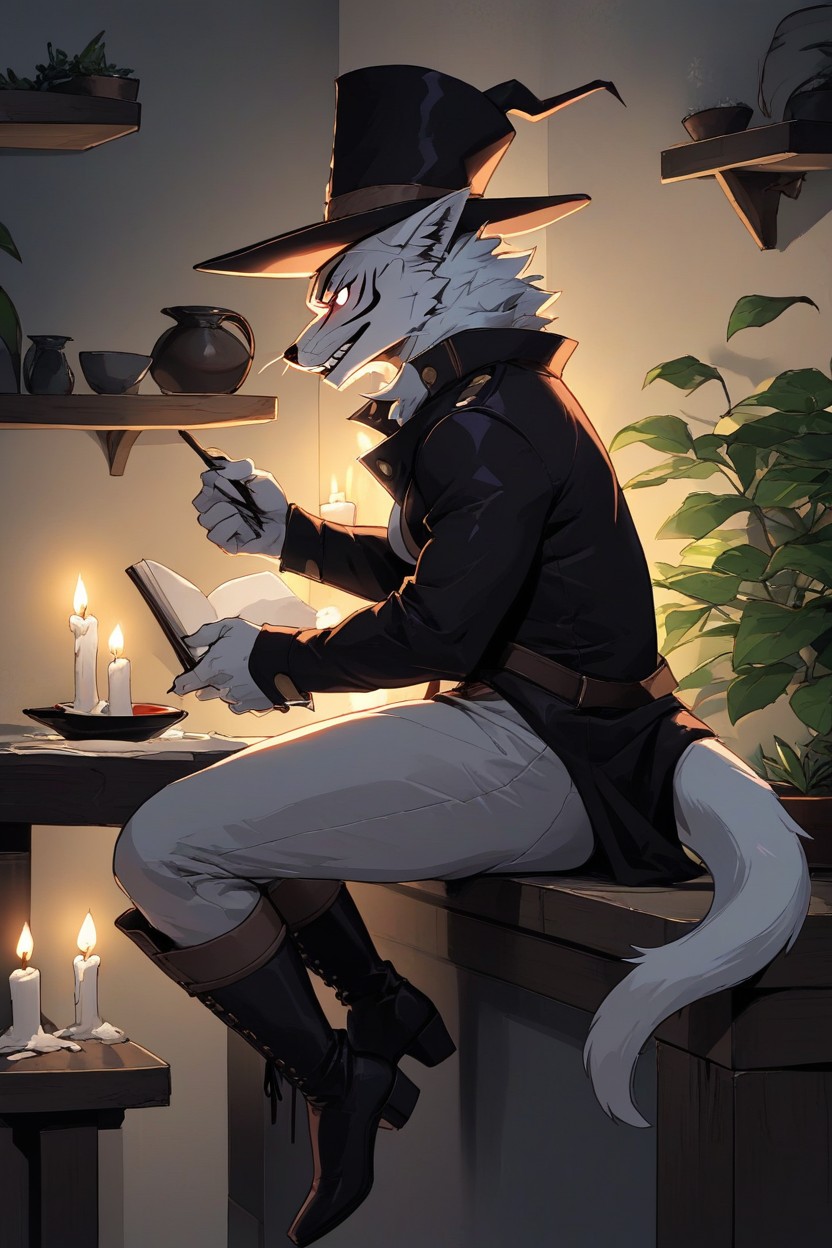 Boots, Dark Room, Doing Chemistry Furry IA