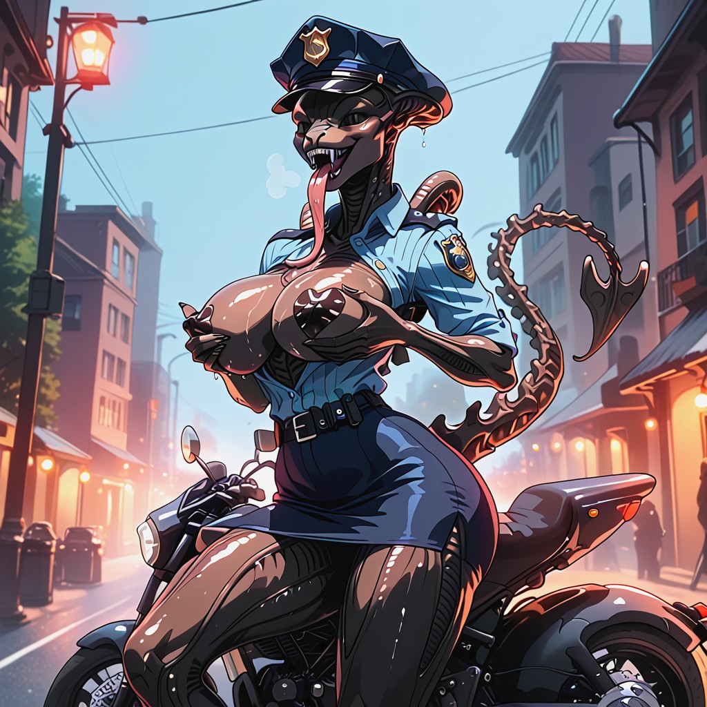 Open Mouthed, Police Hat, Ultra High Details Furry IA