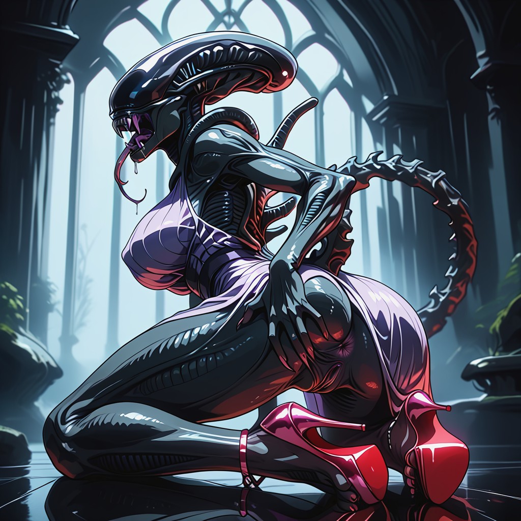 Rounded Ass, Spreading Ass, Fangs Furry AI Porn
