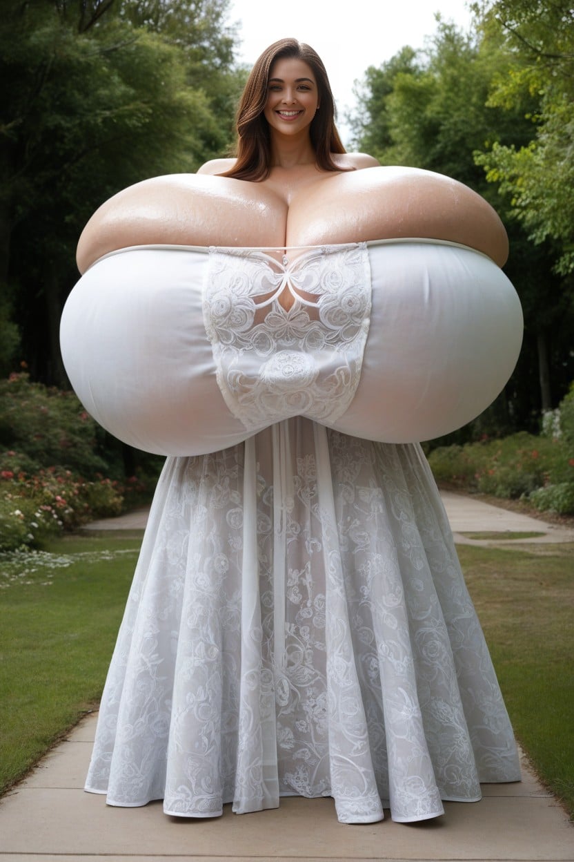 Skinny, Overflowing Cleavage, Hyperrealism AI Porn