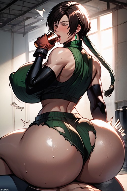 Breast Bouncing In Motionin In Third Panel, Clothes Ripped, Bigger Female Hentai AI Porn