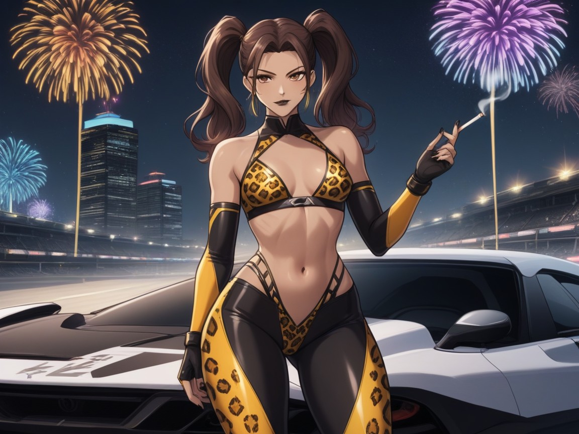 Low Chest Width, Skinny, Racing Gloves With Claw Tipped Fingers Latina AI Porn