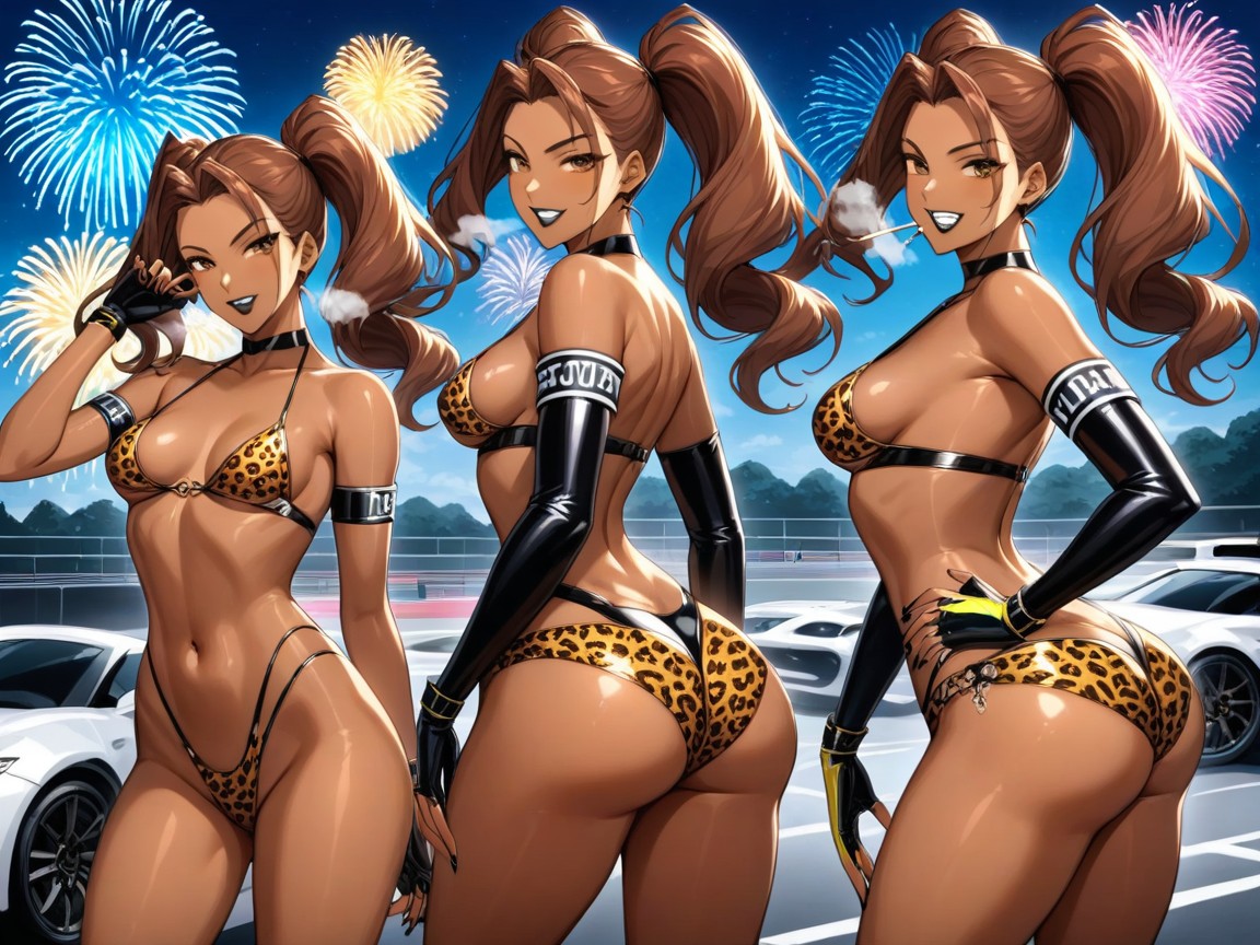 Bounce Lines, Leopard Print Armbands, Rounded Ass AI Porn