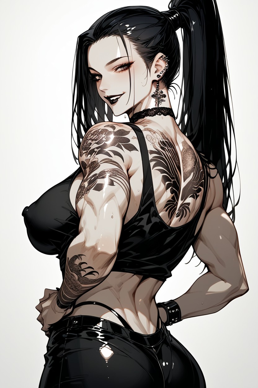And A Perfect Face, Black Hair, Goth Hentai IA