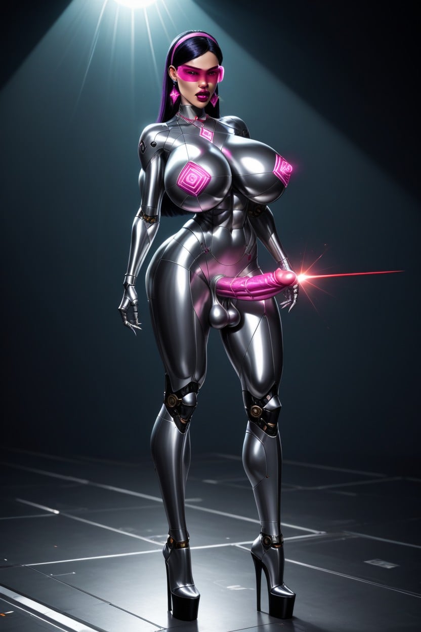 Diamond Necklace, Robot Violet Parr With Metallic Pointy Erect Penis, Fit AI Porn